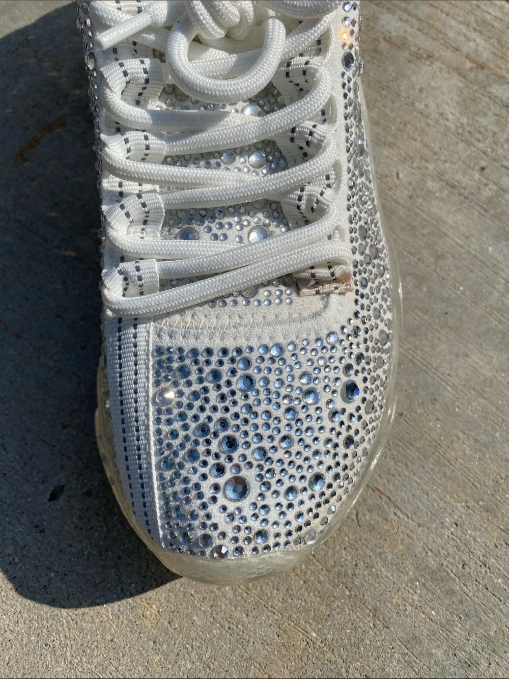 Steve Madden White Crystal Embellished Chunky Sneakers - Picture 13 of 16